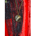 Медальон с крылом бабочки Parthenos Silvia под стеклом - "жемчужные капли росы"
